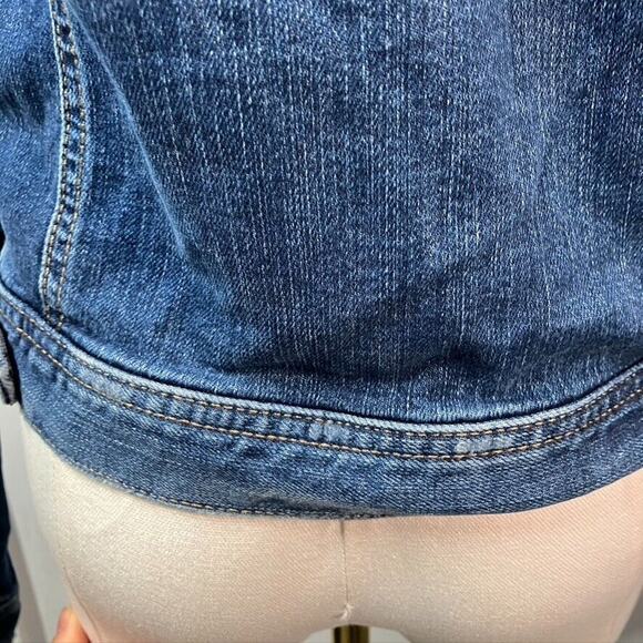 LOFT Denim Jacket Floral Medium wash Pockets Long Sleeve Sz S Classic spring - Picture 8 of 14